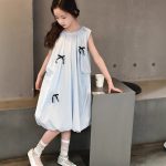 【120-160cm】ワンピース 女の子 Aライン リボン結び ノースリーブ スウィート - 画像 (12)