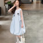 【120-160cm】ワンピース 女の子 Aライン リボン結び ノースリーブ スウィート - 画像 (13)