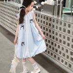 【120-160cm】ワンピース 女の子 Aライン リボン結び ノースリーブ スウィート - 画像 (15)