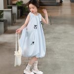 【120-160cm】ワンピース 女の子 Aライン リボン結び ノースリーブ スウィート - 画像 (16)