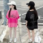 【90-170cm】半袖 トップス Tシャツ 女の子 カジュアル プリント アルファベット - 画像 (2)
