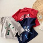 【80-130cm】半袖Tシャツ キッズ アルファベット カジュアル - 画像 (4)