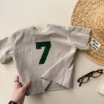 【80-130cm】半袖Tシャツ キッズ アルファベット カジュアル - 画像 (5)