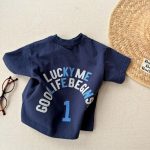 【80-130cm】半袖Tシャツ キッズ アルファベット カジュアル - 画像 (7)