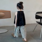 【90-150cm】セットアップ 女の子 可愛い ストライプ柄 ワイドパンツ - 画像 (5)