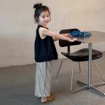 【90-150cm】セットアップ 女の子 可愛い ストライプ柄 ワイドパンツ - 画像 (6)