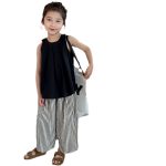 【90-150cm】セットアップ 女の子 可愛い ストライプ柄 ワイドパンツ - 画像 (7)