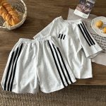 【80-170cm】セットアップ キッズ服  スポーツ系 ゆったり サイドライン - 画像 (4)