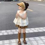 【80-130cm】セットアップ 女の子 無地 刺繍 レトロ - 画像 (3)
