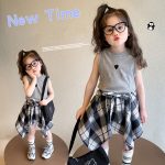 【90-140cm】セットアップ 女の子 オシャレ ハート柄 不規則
