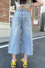 【120-170cm】ボトムス パンツ 女の子 カジュアル リボン クロップド丈 - 画像 (6)
