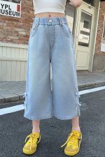 【120-170cm】ボトムス パンツ 女の子 カジュアル リボン クロップド丈 - 画像 (11)