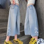 【120-170cm】ボトムス パンツ 女の子 カジュアル リボン クロップド丈 - 画像 (3)