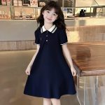 【120-170cm】半袖 ワンピース 女の子 クラシック フォーマル おしゃれ 襟付き - 画像 (2)