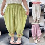 【90-140cm】ボトムス 9分丈 パンツ 女の子 アイスシルク 蚊よけ・爽やか 軽量 速乾 お出かけ