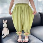 【90-140cm】ボトムス 9分丈 パンツ 女の子 アイスシルク 蚊よけ・爽やか 軽量 速乾 お出かけ - 画像 (3)