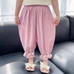 【90-140cm】ボトムス 9分丈 パンツ 女の子 アイスシルク 蚊よけ・爽やか 軽量 速乾 お出かけ - 画像 (4)
