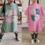 【80-130cm】半袖 ワンピース 女の子 爽やか ゆったり 花模様 肌に優しい 着やすい - 画像 (2)
