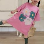 【80-130cm】半袖 ワンピース 女の子 爽やか ゆったり 花模様 肌に優しい 着やすい - 画像 (3)