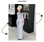 【120-170cm】セットアップ 女の子 シンプル カジュアル 2色展開 普段着 通学 お散歩 - 画像 (7)