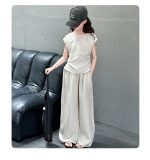【120-170cm】セットアップ 女の子 シンプル カジュアル 2色展開 普段着 通学 お散歩 - 画像 (14)