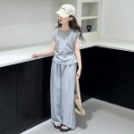 【120-170cm】セットアップ 女の子 シンプル カジュアル 2色展開 普段着 通学 お散歩 - 画像 (3)