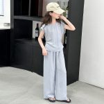 【120-170cm】セットアップ 女の子 シンプル カジュアル 2色展開 普段着 通学 お散歩 - 画像 (4)