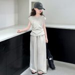 【120-170cm】セットアップ 女の子 シンプル カジュアル 2色展開 普段着 通学 お散歩 - 画像 (5)