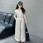 【120-170cm】セットアップ 女の子 シンプル カジュアル 2色展開 普段着 通学 お散歩 - 画像 (6)