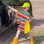 【120-170cm】セットアップ 女の子 カラフル ボーダー - 画像 (6)