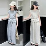 【120-170cm】セットアップ 女の子 シンプル カジュアル 2色展開 普段着 通学 お散歩
