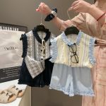 【80-170cm】セットアップ 女の子 花模様 スウィート おしゃれ 切り替え