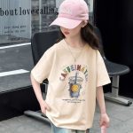 【90-160cm】半袖 カットソー Tシャツ 女の子 韓国系 プリント 通学 お出かけ