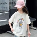 【90-160cm】半袖 カットソー Tシャツ 女の子 韓国系 プリント 通学 お出かけ - 画像 (3)