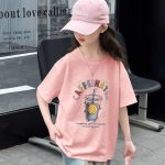 【90-160cm】半袖 カットソー Tシャツ 女の子 韓国系 プリント 通学 お出かけ - 画像 (4)