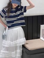 【80-160cm】半袖Tシャツ 女の子 ストライプ柄 シンプル - 画像 (8)