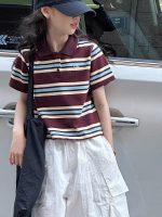 【80-160cm】半袖Tシャツ 女の子 ストライプ柄 シンプル - 画像 (10)