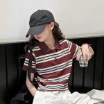 【80-160cm】半袖Tシャツ 女の子 ストライプ柄 シンプル - 画像 (5)