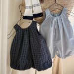 【80-130cm】ジャンプスーツ 女の子 チェック柄 爽やか お出かけ 遊び - 画像 (4)