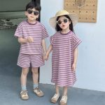 【90-140cm 】セットアップorワンピース 子供服 ボーダー ゆったり - 画像 (5)