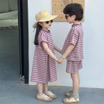 【90-140cm 】セットアップorワンピース 子供服 ボーダー ゆったり - 画像 (6)