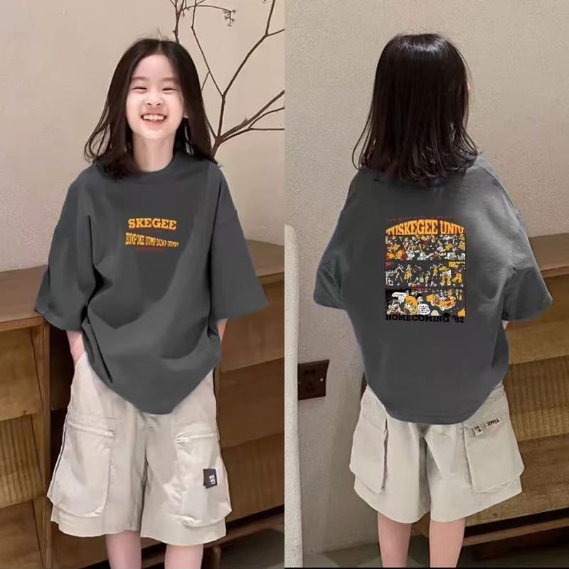 6a266c7f782a0781601970.jpg 【110-170cm】半袖 カットソー Tシャツ 女の子 ゆったり プリント ファッション カートゥーン - 画像 (1)