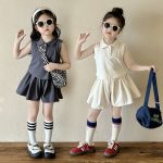 【90-140cm】セットアップ 女の子 柔らかい POLOネック - 画像 (2)