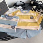 【80-120cm】セットアップ ベビー服 男の子 半袖 Tシャツ+ショートパンツ - 画像 (2)