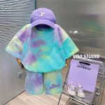 【90-140cm】セットアップ 子供服 タイダイ染め ファッション
