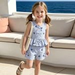 【100-140cm】セットアップ 女の子 爽やか カジュアル リボン ストライプ柄 お出かけ 普段着 - 画像 (3)