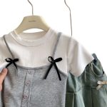 【90-140cm】Tシャツ 女の子 リボン結び スウィート - 画像 (5)