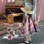【90-140cm】ワンピース 女の子 チェック柄 キャミソール 膝丈 スウィート 爽やか 着心地良い - 画像 (2)