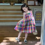 【90-140cm】ワンピース 女の子 チェック柄 キャミソール 膝丈 スウィート 爽やか 着心地良い - 画像 (3)