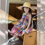 【90-140cm】ワンピース 女の子 チェック柄 キャミソール 膝丈 スウィート 爽やか 着心地良い - 画像 (7)